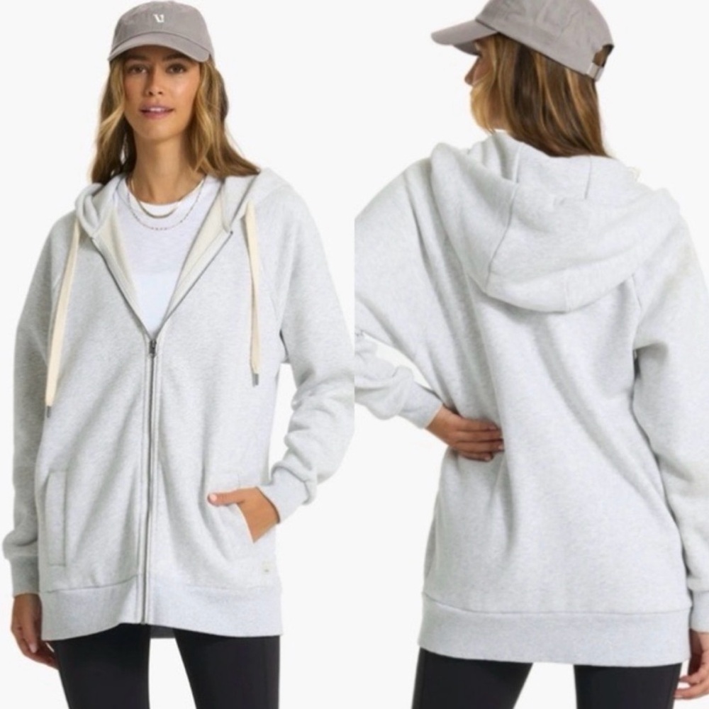 Vuori Oversized Restore Zip Hoodie- Large Pale Gray Heather